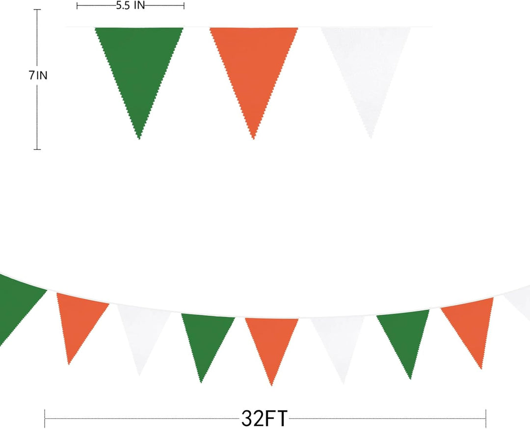32Ft Grün Orange Weiss Wimpelkette Banner Party Dekoration Stoff Wimpel Dreieck Flagge Girlande für