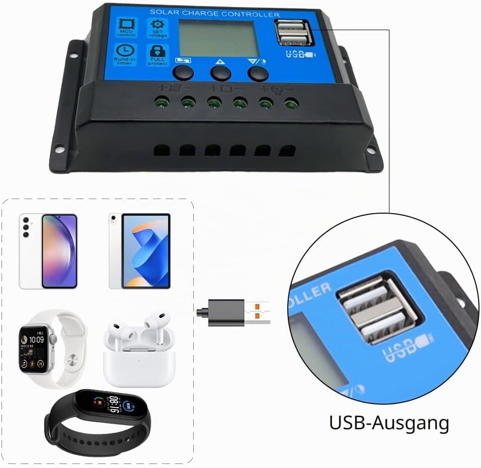 Solarpanel-Kit 60W 18V 100A Batterieladegerät Controller Tragbar | Faltbar USB-C USB-A DC Ausgang So