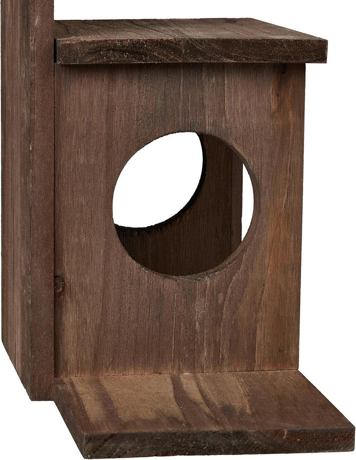 Relaxdays Eichhörnchen Futterhaus, Holz, 2 Eingänge &amp; Sitzplattformen, zum Aufhängen, Eichhörnchenfu
