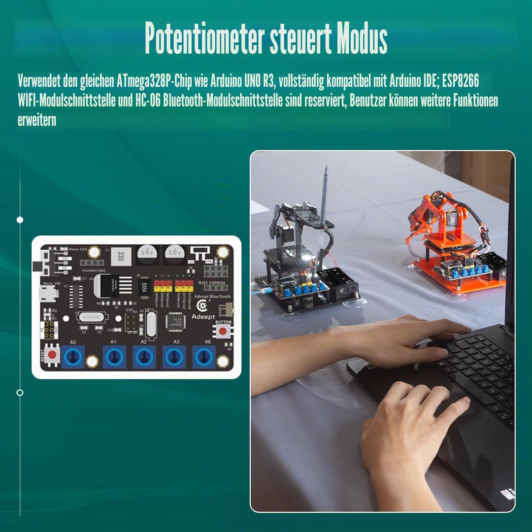 Adeept 5-DOF Roboterarm-Kit 5Achsen-Roboter, kompatibel mit Arduino IDE, programmierbar, DIY-Codieru
