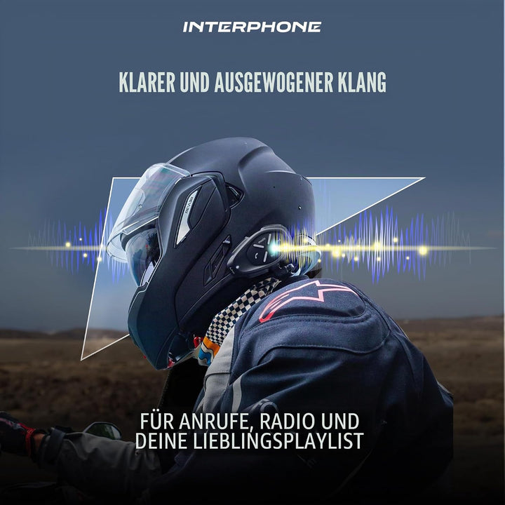 Interphone LINK - Einzelpack - Bluetooth-Kommunikationssystem für Motorräder - Bis zu 2 Reiters, 300