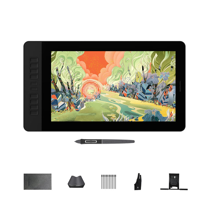 GAOMON PD1561 V2 Zeichentablett mit 15,6-Zoll Bildschirm 16.384 Druckstufen, 99 % sRGB, Delta E＜1,5.