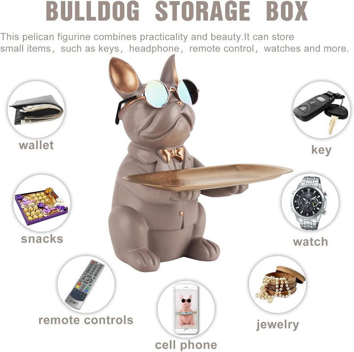 Deko Skulptur Bulldogge, Schlüsselschale Modern Schwarz, Schlüsselablage Flur, Deko Figuren Wohnzimm