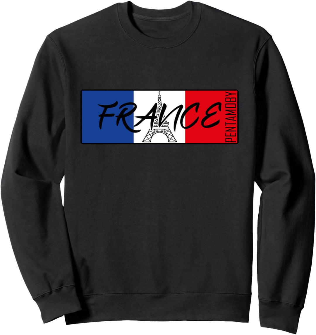 Frankreich Eiffelturm Flagge Band Badge Sweatshirt