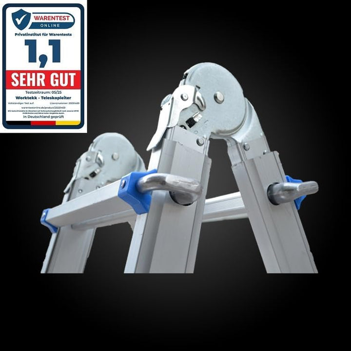 Worktekk® Profi 4/7/14 Teleskopleiter Leiter 14 Sprossen Aluleiter Mehrzweckleiter Klappleiter Bockl