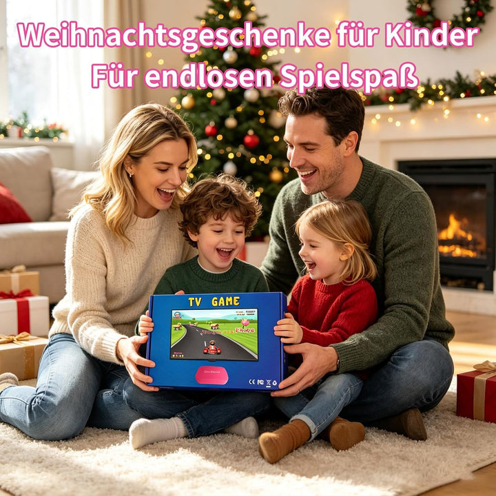 Kinder‑Spielkonsole mit über 90 integrierten Spielen, HDMI‑Plug‑&amp;‑Play, 2 kabellosen Gamepads Kinder