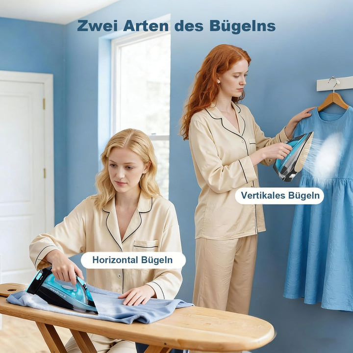Bügeleisen, Dampfbügeleisen Kabelloses für Kleidung Handbügeleisen Iron Blau, Blau