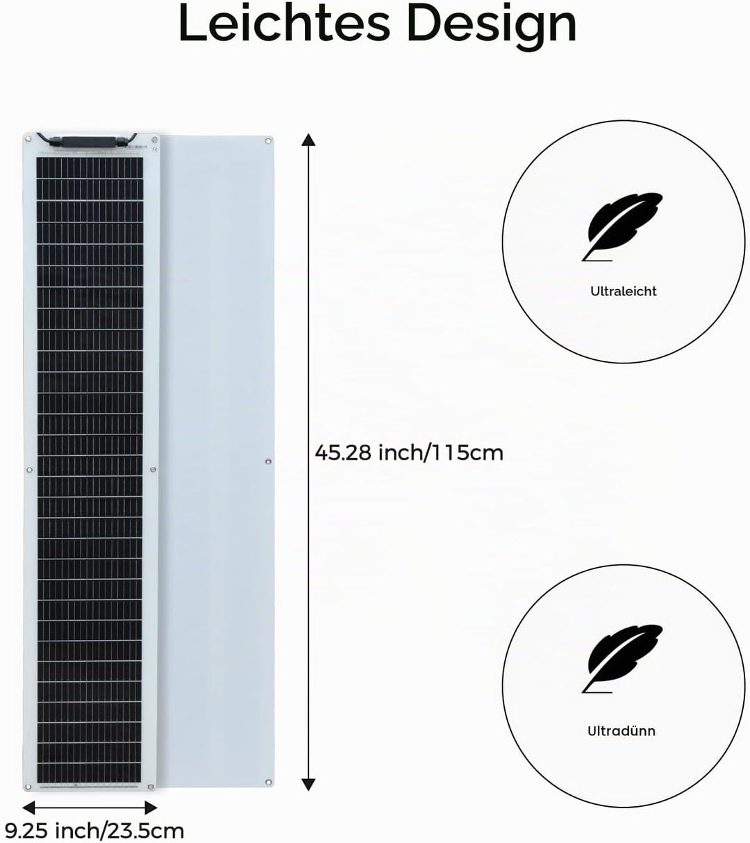 100 watt (2x50W) Flexibles Solarpanel Schmal Lang