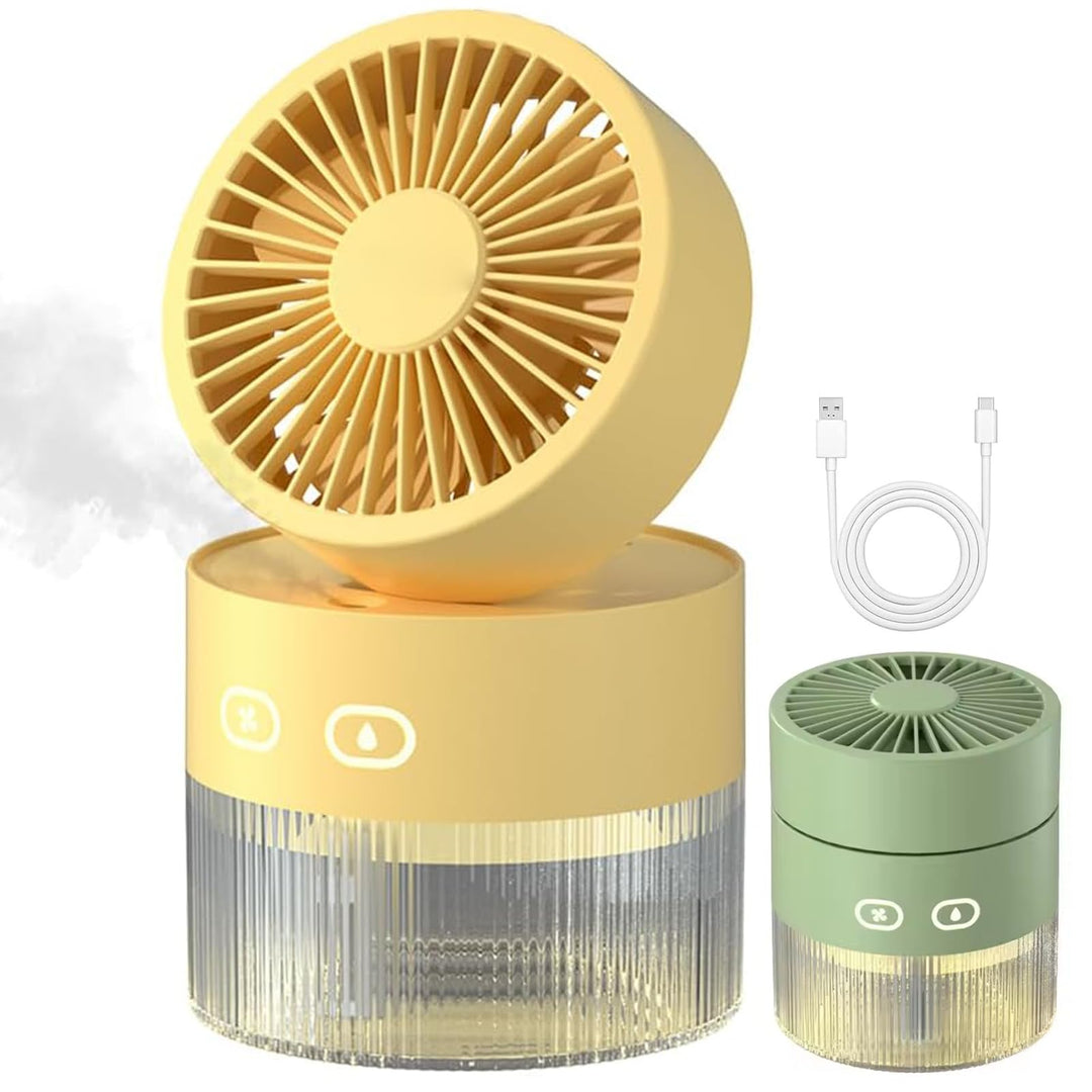 Portable Misting Fan With 3 Speeds &amp; Night Light, 2-in-1 Tischventilator und Luftbefeuchter, Faltbar