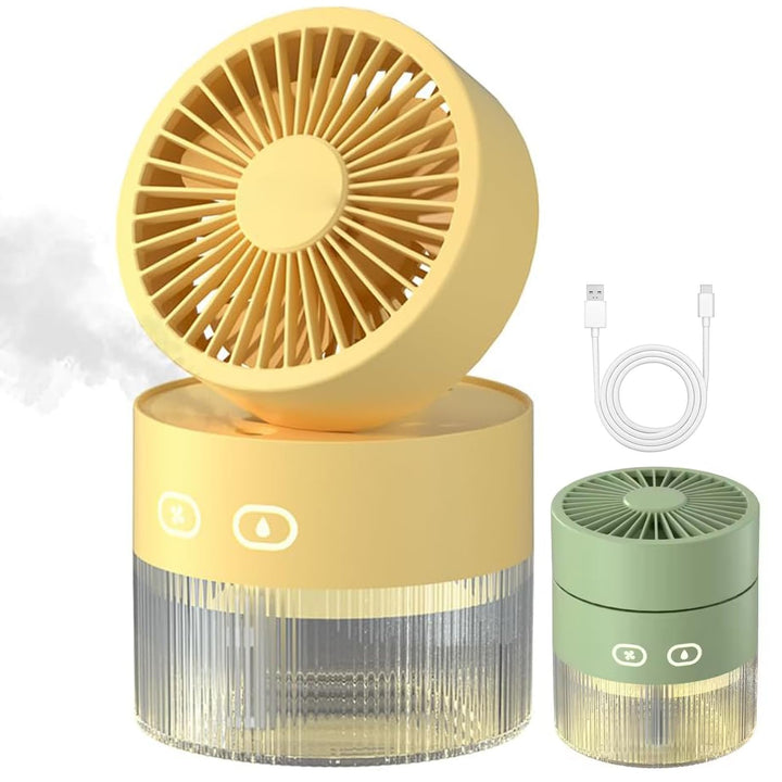 Portable Misting Fan With 3 Speeds &amp; Night Light, 2-in-1 Tischventilator und Luftbefeuchter, Faltbar