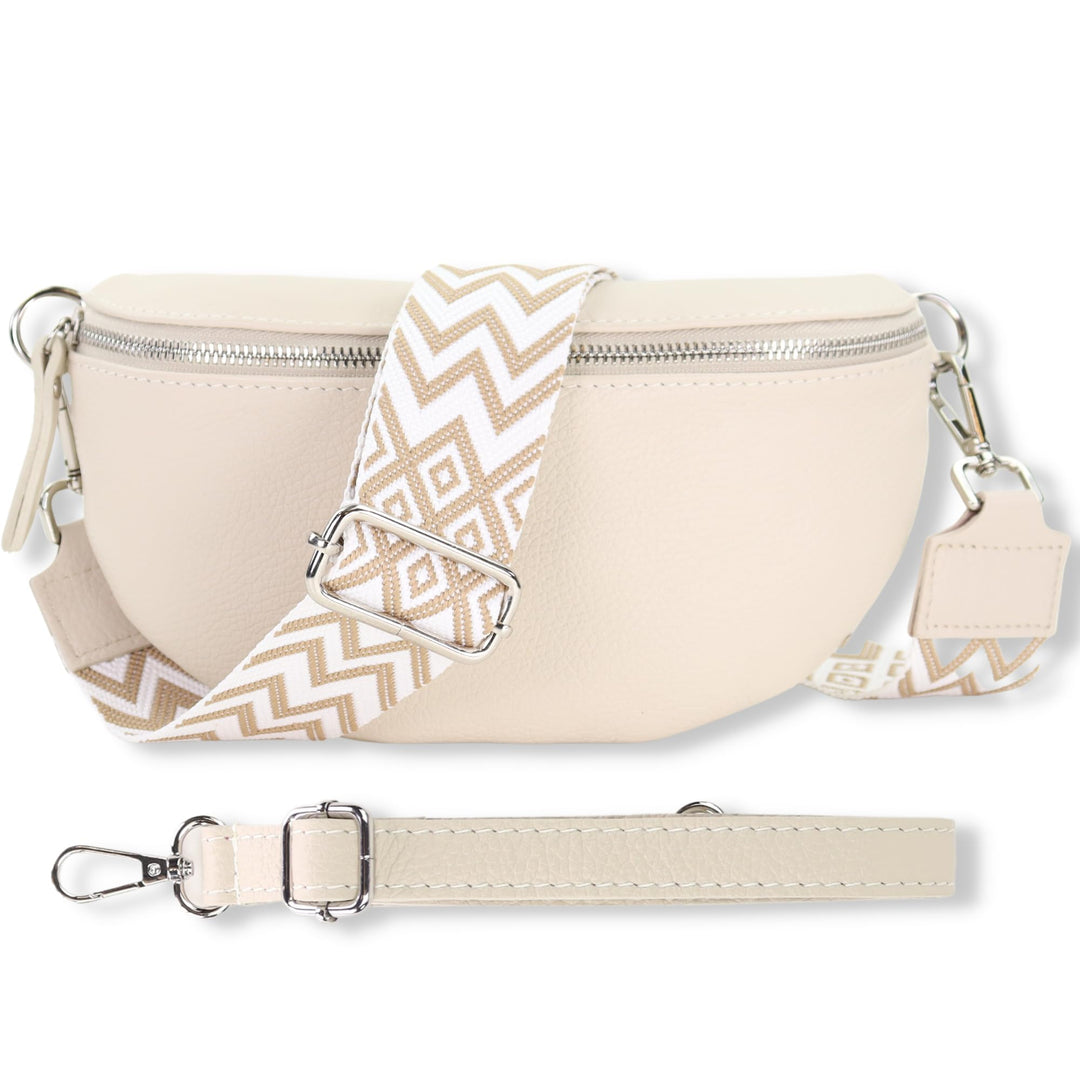 Blade Bauchtasche Damen Echtleder, stylische Gürteltasche Damen mit 2 gemusterten und Leder abnehmba