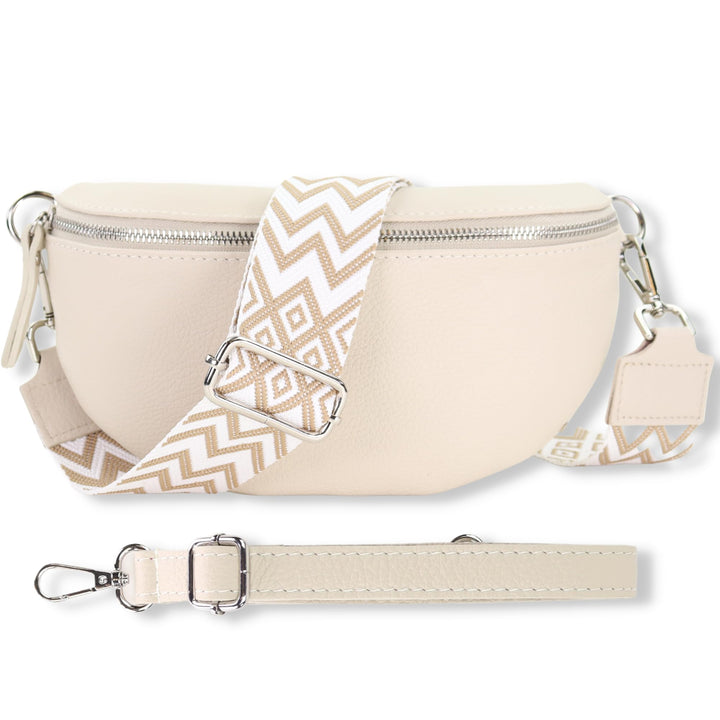 Blade Bauchtasche Damen Echtleder, stylische Gürteltasche Damen mit 2 gemusterten und Leder abnehmba