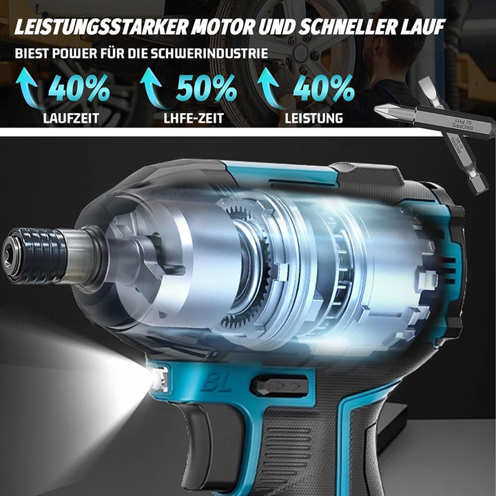 Akkuschrauber 18V mit 2 x 3.0AH Akku,Akku Schlagschrauber mit 14 Steckschlüssel, Elektrischer Schrau