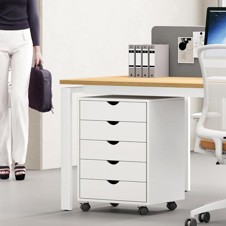 sogesfurniture Aktenschrank, Rollcontainer mit 5 Schubladen, Büroschrank, Schubladenschrank, Kommode