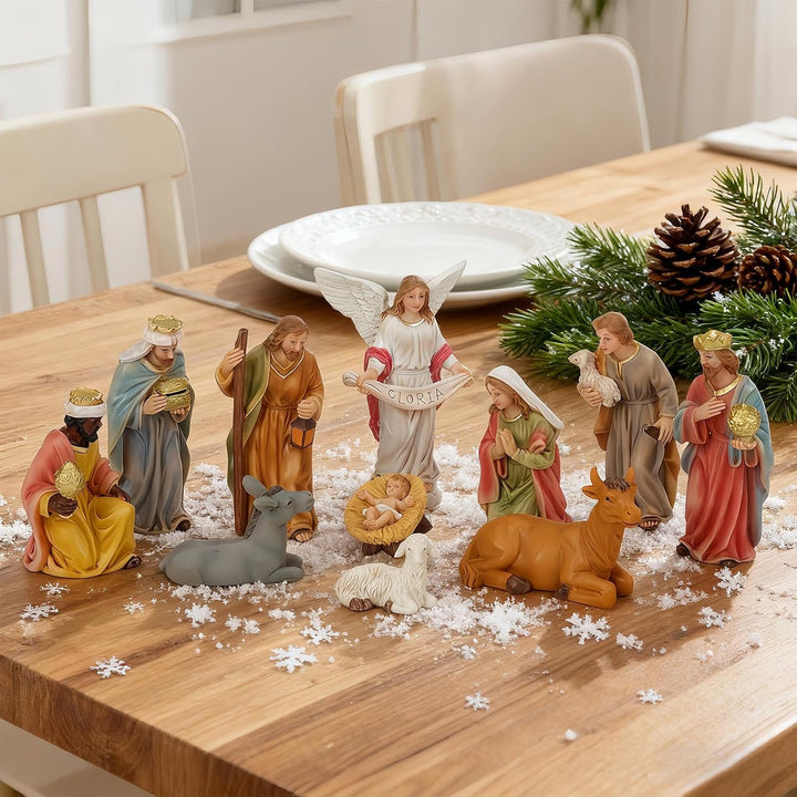 Weihnachtskrippe, Kunstharz, religiöse Weihnachtsdekoration, christliche Sammelfiguren, Krippen-Set,