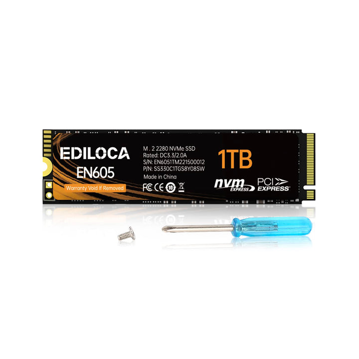 Ediloca EN605 1TB M.2 SSD, NVMe1.3 PCIe Gen3.0x4 SSD 3D NAND TLC interne Festplatte, M.2 2280 - Lese