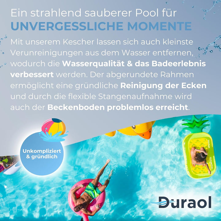 Bodenkescher 2.0 I Poolkescher extra schwer mit Alu-Griff I Bodenkescher Pool für Teleskopstange I K