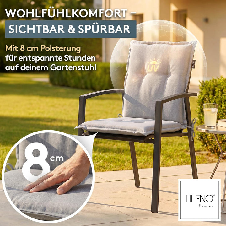 LILENO HOME Gartenstuhl Auflagen als [2er Set - Niedriglehner] in Silber Y - Bequeme Liegen als Sitz