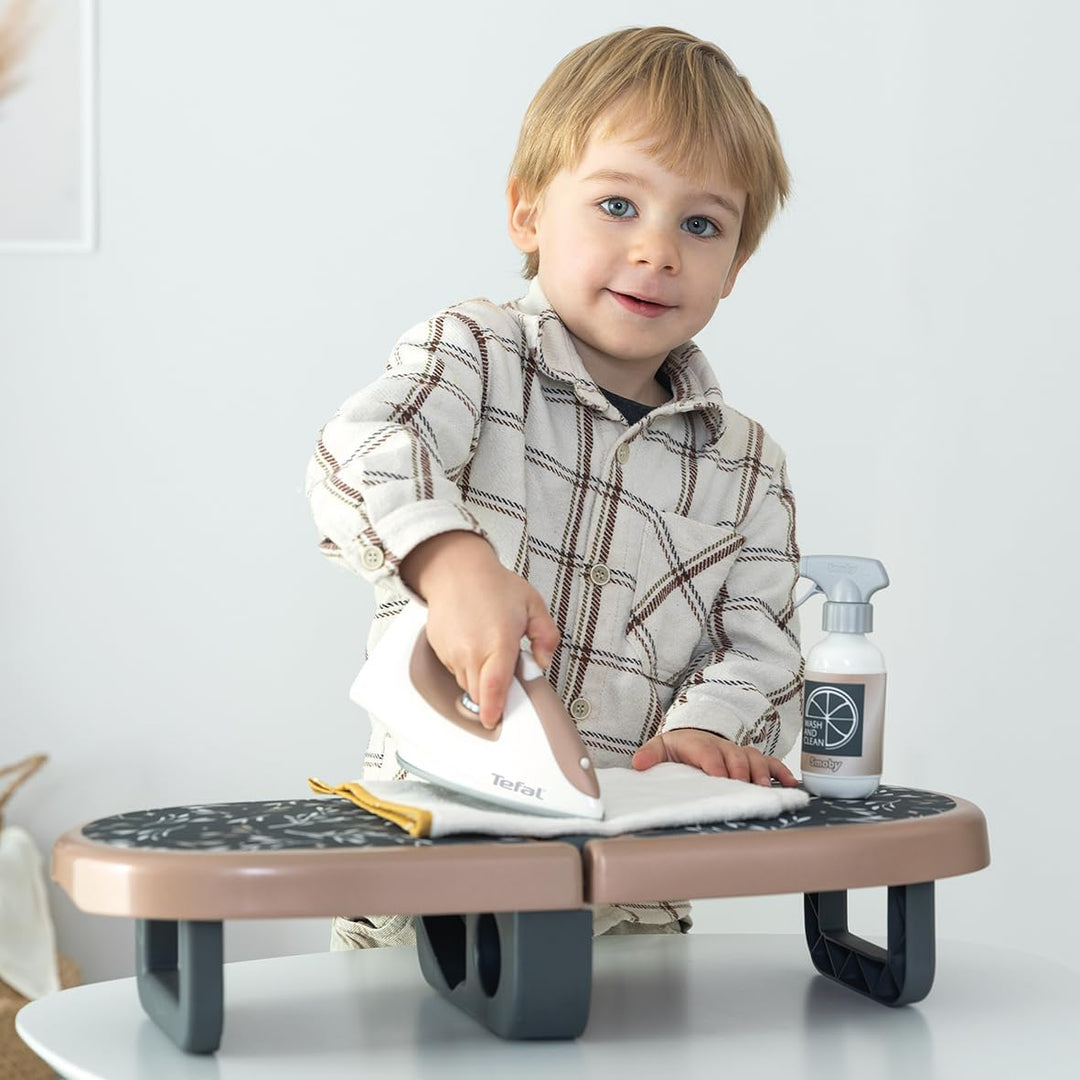 Smoby - Tefal Bügelbrett für Kinder - Faltbare Mitnehm-Spiel-Bügelstation mit Spielzeug-Bügeleisen &amp;