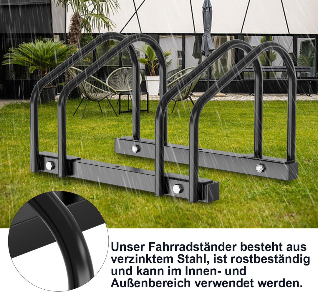 Fahrradständer für 2 Fahrräder, Boden- &amp; Wandmontage, Verzinkter Stahl, Fahrradhalter für 35-55mm Re