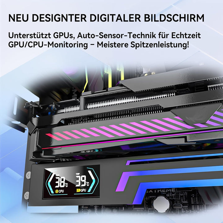 Z-X6 Grafikkarten-Halterung mit CPU-/GPU-Temperaturanzeige, Schwarz, Schwarz