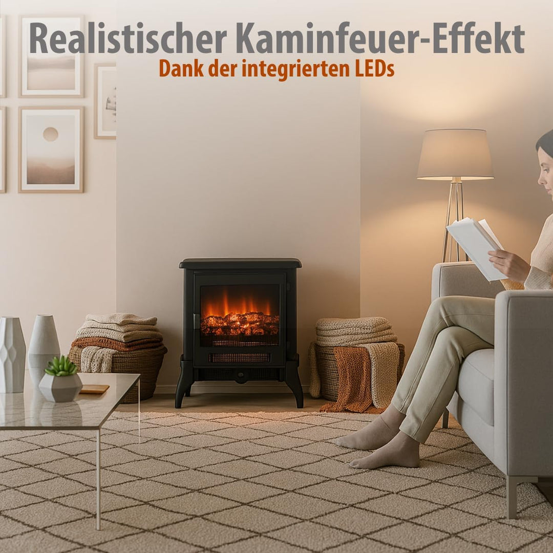 Classic Fire Elektrokamin Verona - Elektrischer Kamin 2000W - mit Heizung und Kaminfeuer - Deko Kami