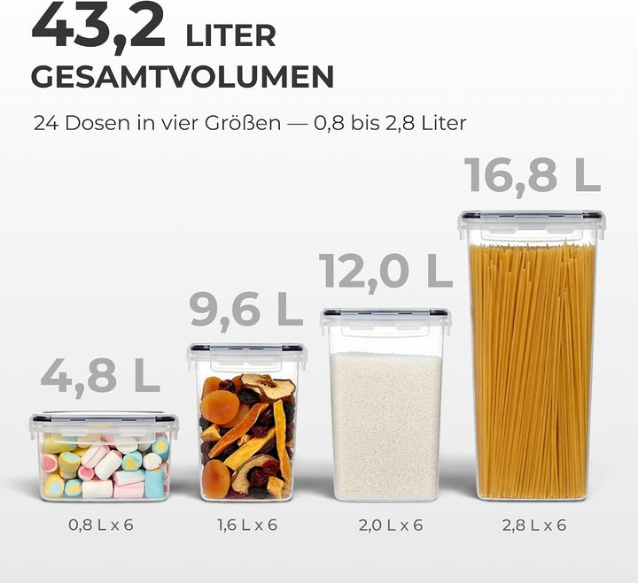 Allyson® 24er-Set Vorratsdosen &amp; Aufbewahrungsbox mit Deckel luftdicht