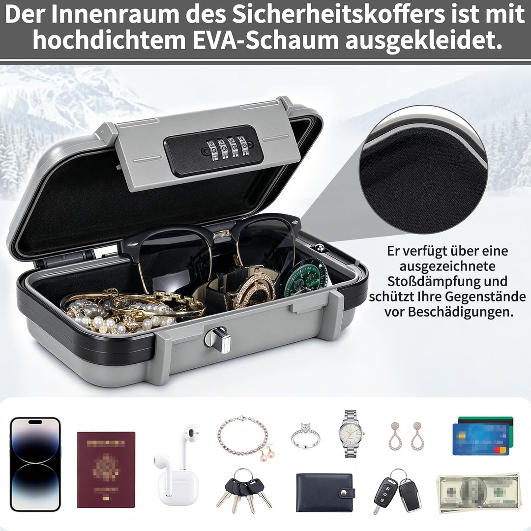 OUUTMEE Tragbare Tresor mit Zahlenschloss Strandsafe 24 x 14 x 5,8 cm Strandtresor zum Anketten,Geei