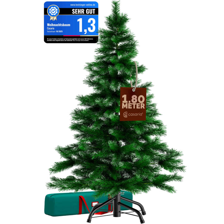 CASARIA® Weihnachtsbaum künstlich 180cm mit Metallständer 613 Spitzen wie echt Schnellaufbau Weihnac