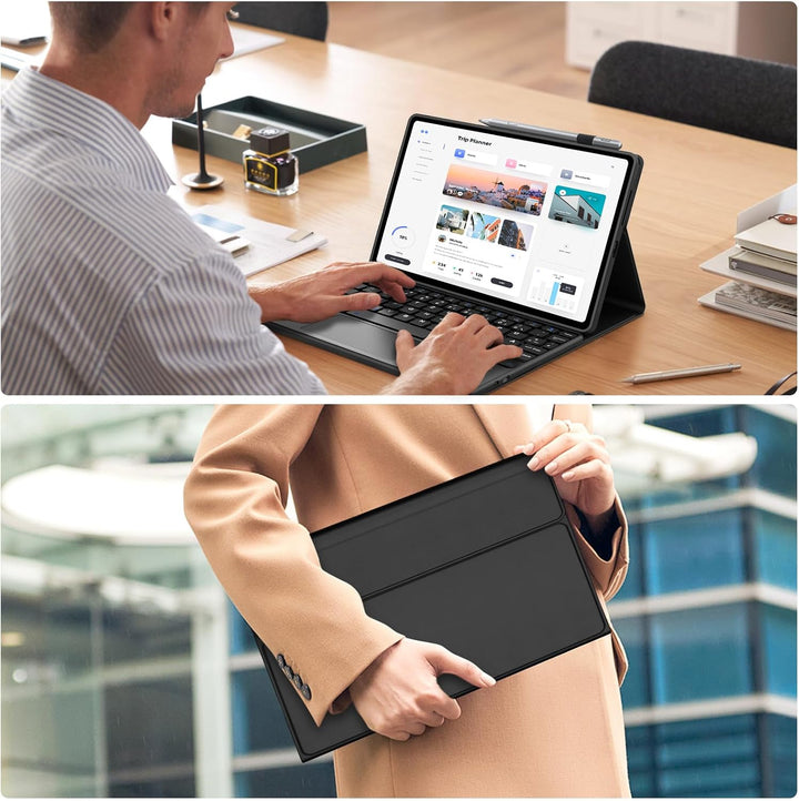 FOGARI Hülle Tastatur für Lenovo Tab 10.1 Zoll 2025 (TB-311FU) Schwarz - Lenovo Tab 10.1", Schwarz -