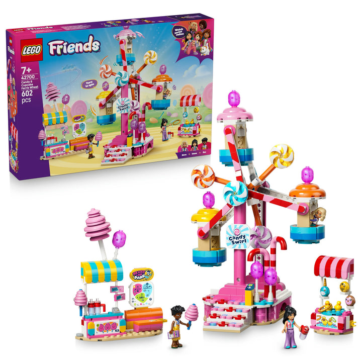 LEGO Friends Cupcake-Riesenrad - Interaktives Spielset mit Jahrmarktspielen, 3 Minifiguren &amp; Zubehör