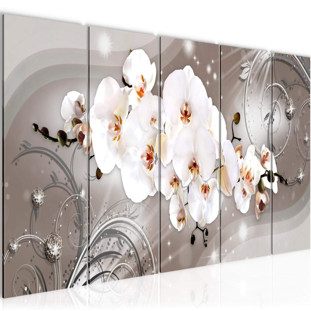 Runa Art Wandbild XXL Blumen Orchidee Wohnzimmer Schlafzimmer 200 x 80 cm Beige Braun 5 Teilig - Mad