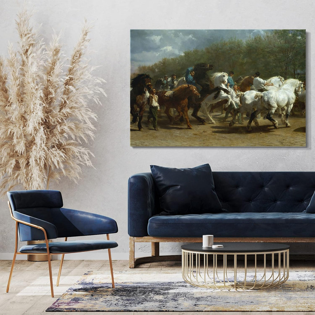 Printed Paintings Leinwand (80x60cm): Rosa Bonheur - Der Pferdemarkt 80x60 cm, 80x60 cm