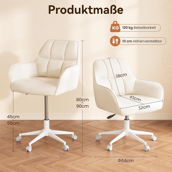 YOUDENOVA Schreibtischstuhl, Drehstuhl mit Rollen, Schminkstuhl Höhenverstellbar, Homeoffice Stuhl,