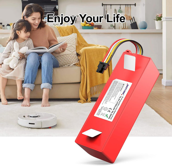 NASTIMA 14,4V 6700mAh 96,48Wh Li-Ion Akku Kompatibel mit Xiaomi Roborock S50 S51 S52 S53 S55 S502 S5