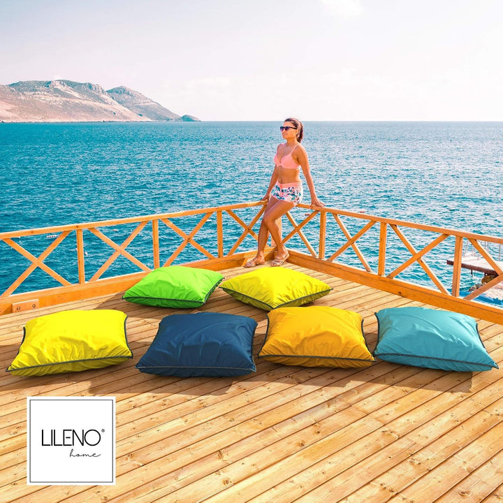 LILENO HOME Kissen 60x60 cm [2er Set] - Wasserabweisende Kissenhülle Limette (ohne Füllkissen) - Kis