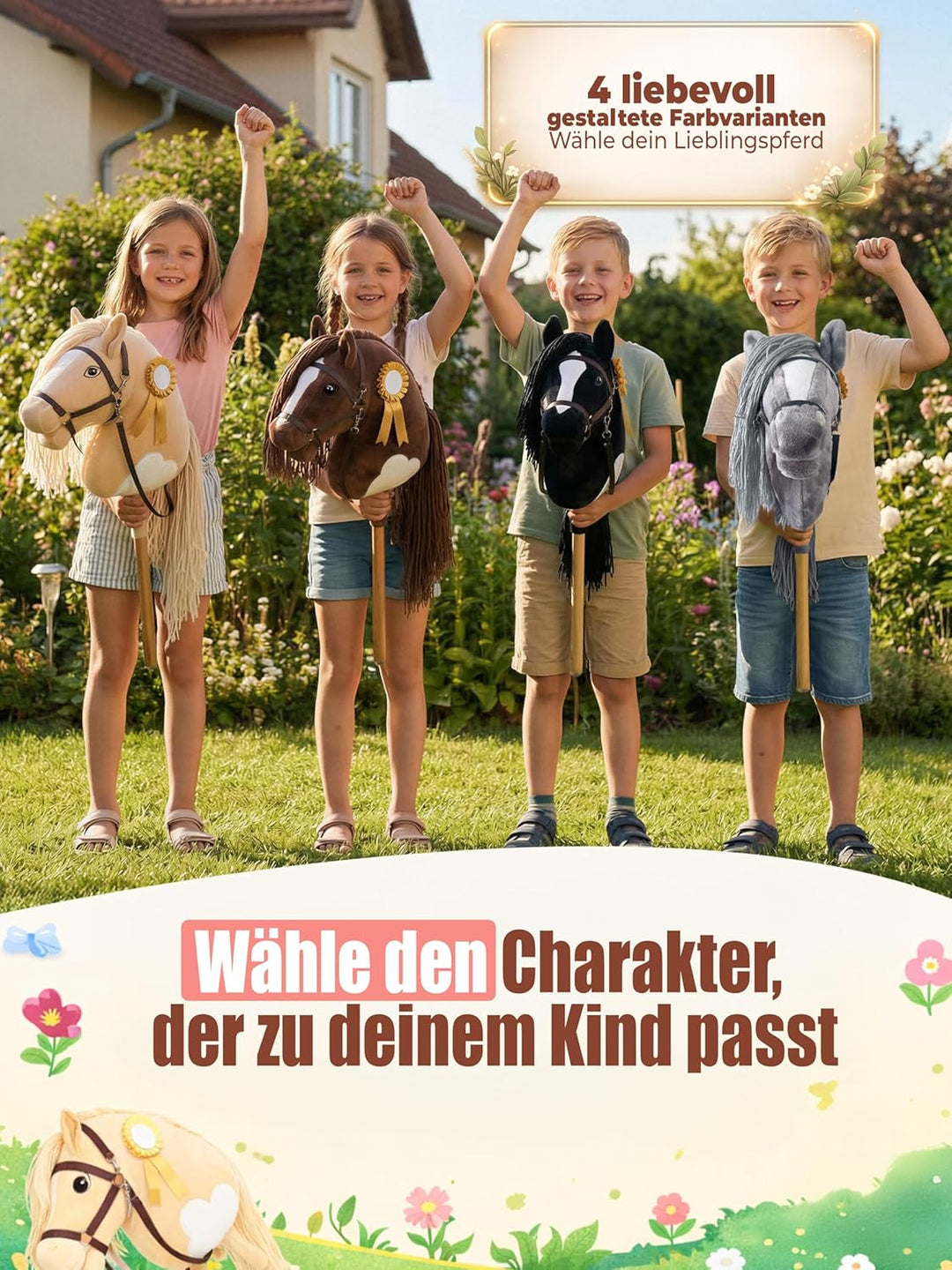 Hobby Horse Steckenpferd – Handgefertigtes Stockpferd für Kinder 4–12Jahre - Realistisches Hobby Hor