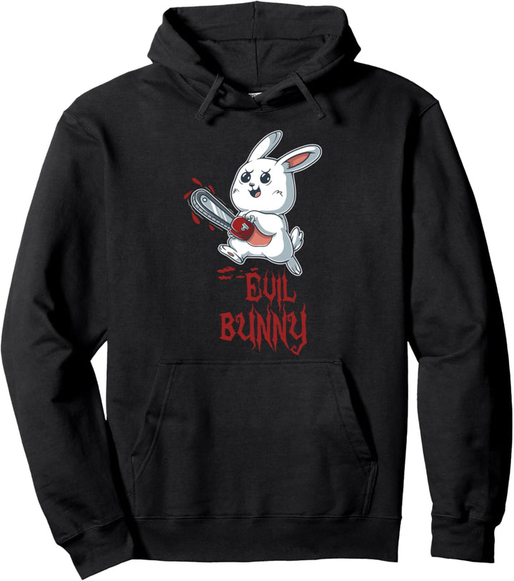 Evil Bunny Kawaii Osterhase Hase mit Kettensäge Halloween Pullover Hoodie
