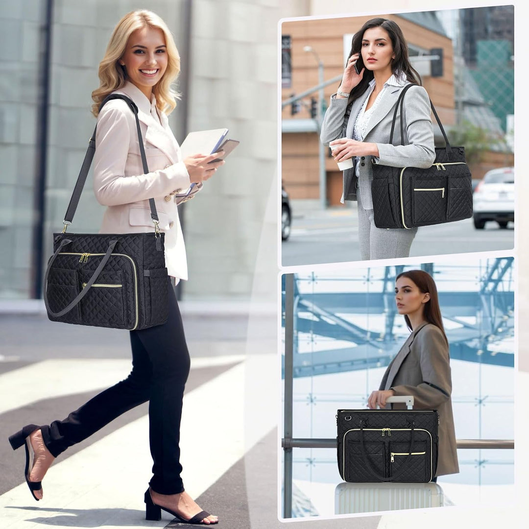 RAINSMORE Lehrertasche 15.6 Zoll Laptoptasche Aktentasche Damen Schwarz 15.6 Zoll, Schwarz 15.6 Zoll