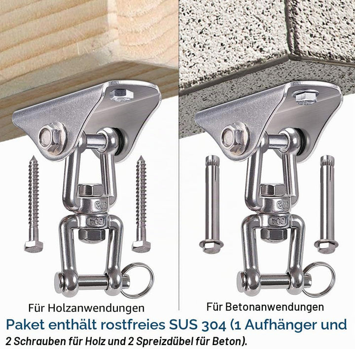 BeneLabel Deckenhaken Schaukel Turnringe Balkenanker mit Schnalle 360 Drehbar mit mit Sicherheitssch