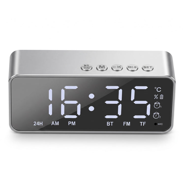 Sorandy G50 Multifunktionaler Digitaler Wecker, Grosser Display-Wireless-Radiowecker, BT-Lautspreche
