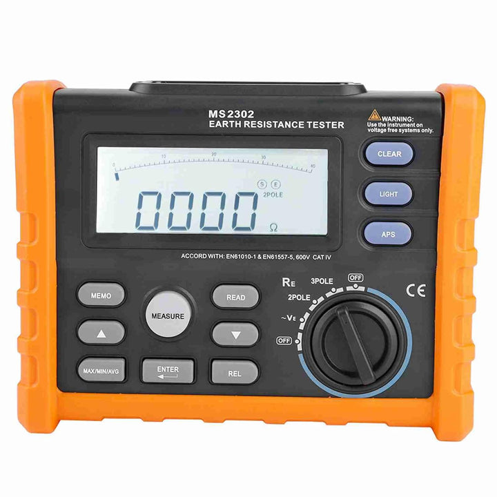 Digitaler Erdungswiderstandstester MS2302 Digitaler Erdungswiderstandstester 0~4K Ohm 100 Gruppen Da