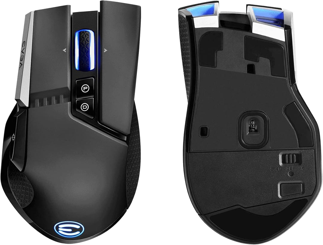EVGA X20 Gaming Mouse, Wireless, Black, Customizable, 16,000 DPI, 5 Profiles, 10 Buttons, Ergonomic