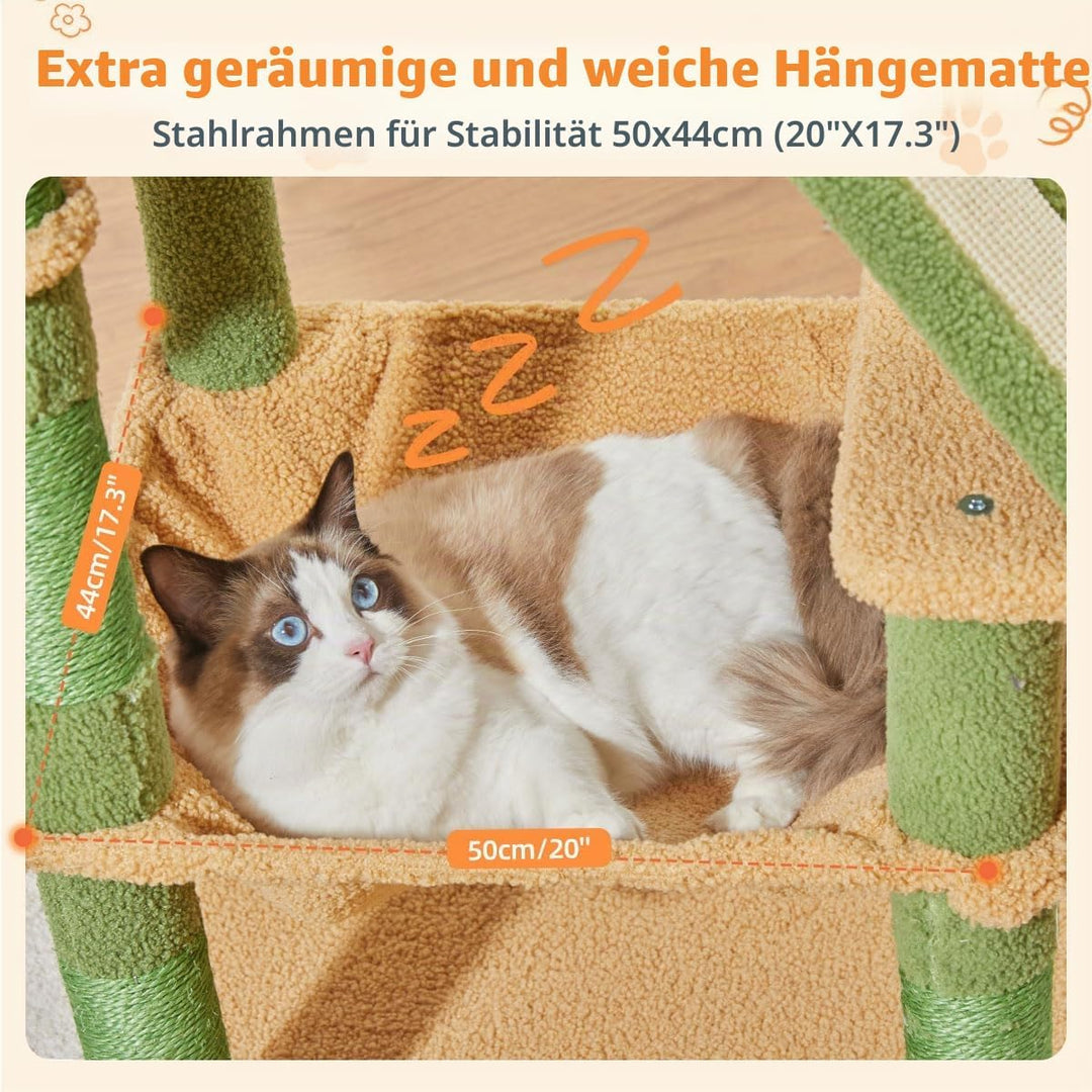Taoqimiao 146CM Kratzbaum Gross, Katzenbaum Katzen Kratzbaum Grosse Katzen Stabil mit 2 Katzenhaus,
