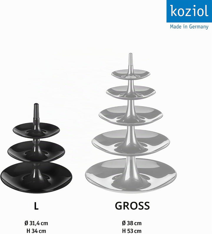 Koziol BABELL L Etagere 3-teilig | Servierständer für Kuchen, Gebäck, Obst, Käse, Sandwiches | biozi