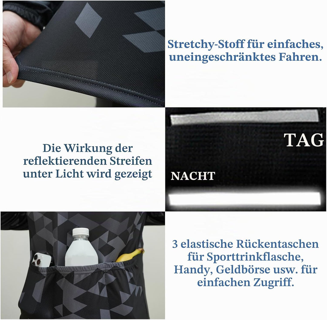 HOMTOL Radtrikot Set Herren Langarm Kurzarm Fahrradbekleidung Fahrradtrikot Triathlon Anzug Herren F