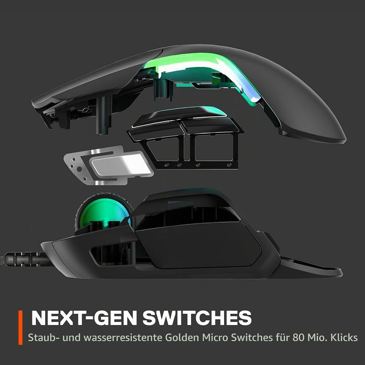 SteelSeries Rival 5 Kabelgebunden Gaming-Maus Optisch Ergonomisch, Beleuchtet Schwarz, Grau 62551 Wi