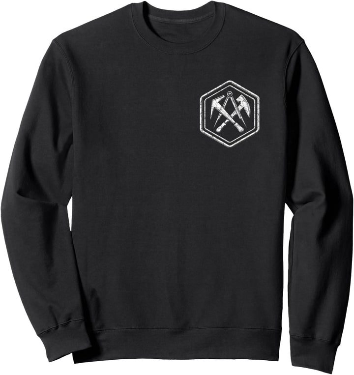Dachdecker traditionelles Zunftzeichen im Sechseck auf Brust Sweatshirt