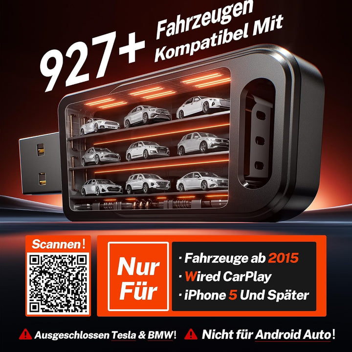 für Apple Carplay Wireless Adapter, Autoverbindung, Keine Latenz, Plug&amp;Play, Wireless Carplay Adapte