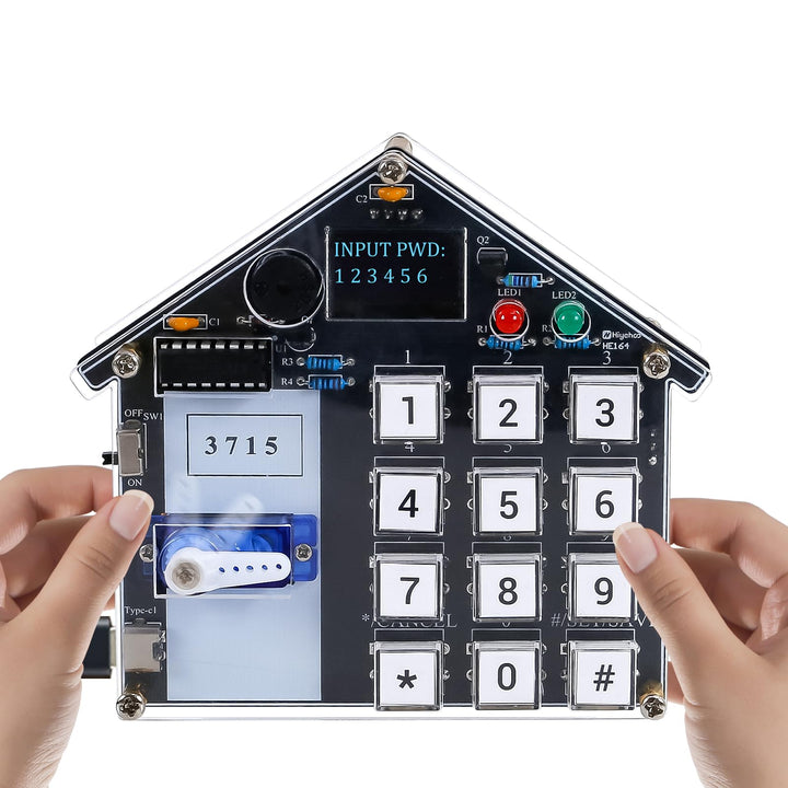 PEMENOL Elektronik-Code-Schloss Lötbausatz, DIY Hausförmiges Passwortschloss-Projekt, Motorisierte T